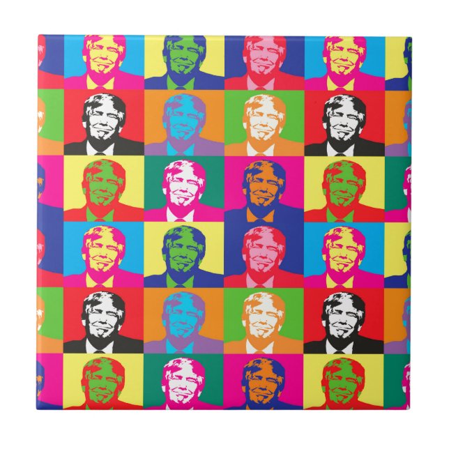 Pop Art Donald Trump Fliese (Vorderseite)