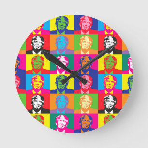 Pop-Art-Donald-Trump Runde Wanduhr