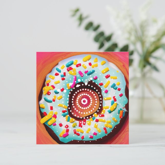 Pop Art Donut Feiertagskarte (Stehend Vorderseite)
