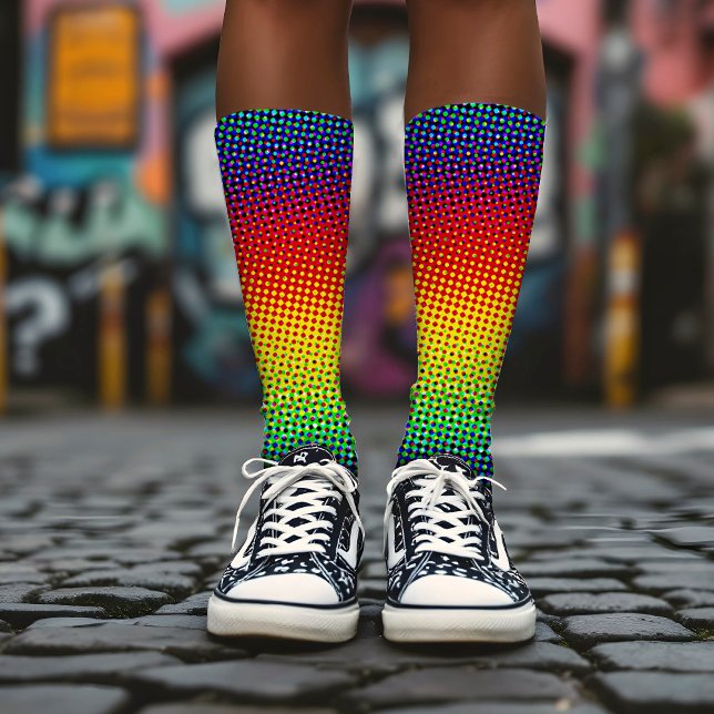 Pop Art Dots Moderner Regenbogen hell & farbenfroh Socken (Von Creator hochgeladen)
