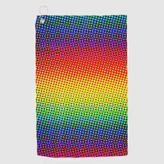 Pop Art Dots Regenbogen Helle fröhliche farbige Ga Golfhandtuch (Vorderseite)
