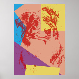 Pop Art Effect Australian Shepherd / Dog Lover Poster