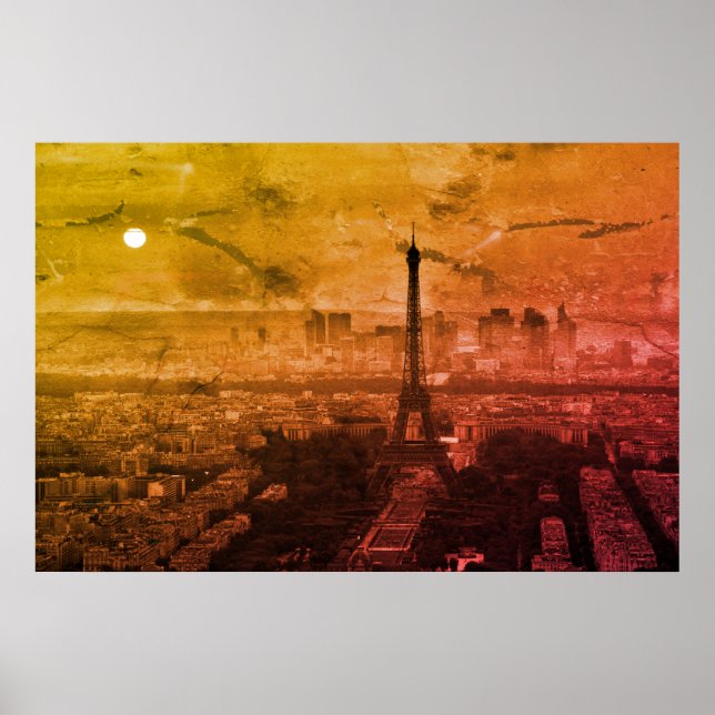 Pop Art Eiffel Tower Paris - Europa Reisen Poster (Vorne)