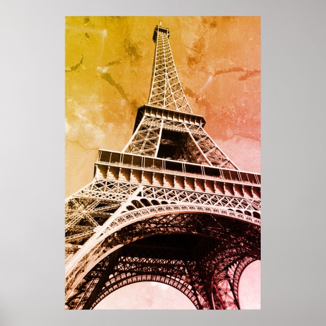 Pop Art Eiffel Tower Paris Romantik Stadt Poster (Vorne)
