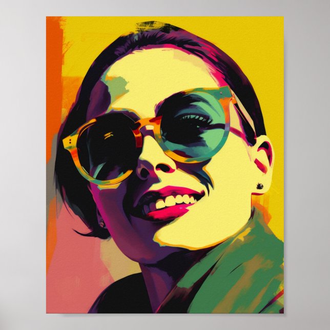 Pop Art: Eine Frau in Sonnenbrille Poster (Vorne)