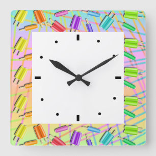 POP ART EIS AM STIEL QUADRATISCHE WANDUHR