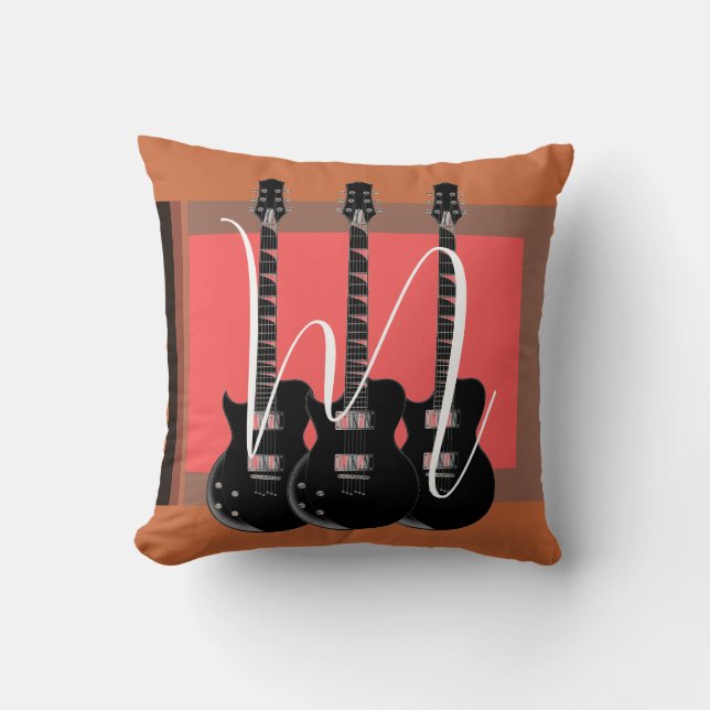 Pop Art Electric Gitarre Monogram Kissen (Vorderseite)