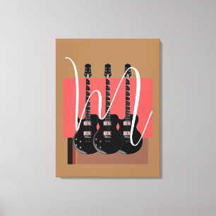 Pop-Art-Elektrogitarre Monogramm Initial Leinwanddruck