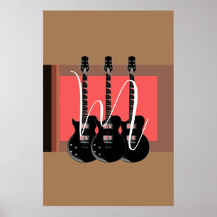 Pop-Art-Elektrogitarre Monogramm Initial Poster