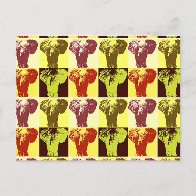 Pop Art Elephant Postcard Postkarte (Vorderseite)
