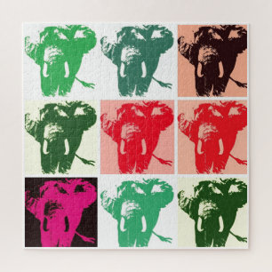 Pop Art Elephant Retro Illustration Puzzle