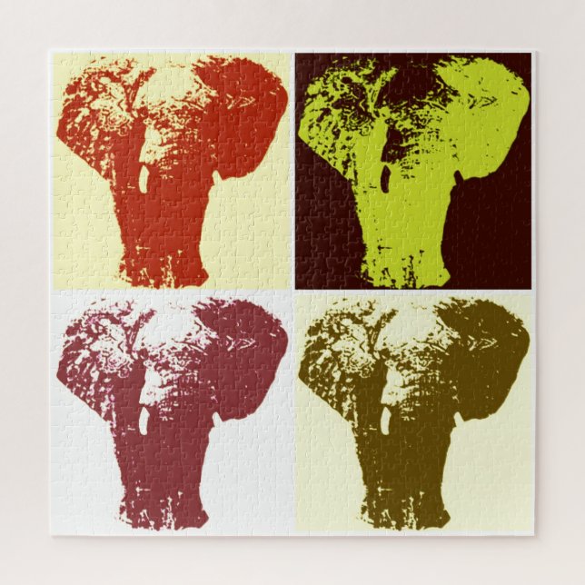 Pop Art Elephant Retro Illustration Puzzle (Vertikal)