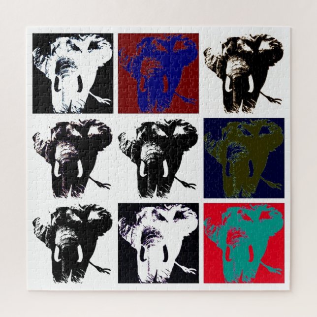 Pop Art Elephant Retro Illustration Puzzle (Vertikal)