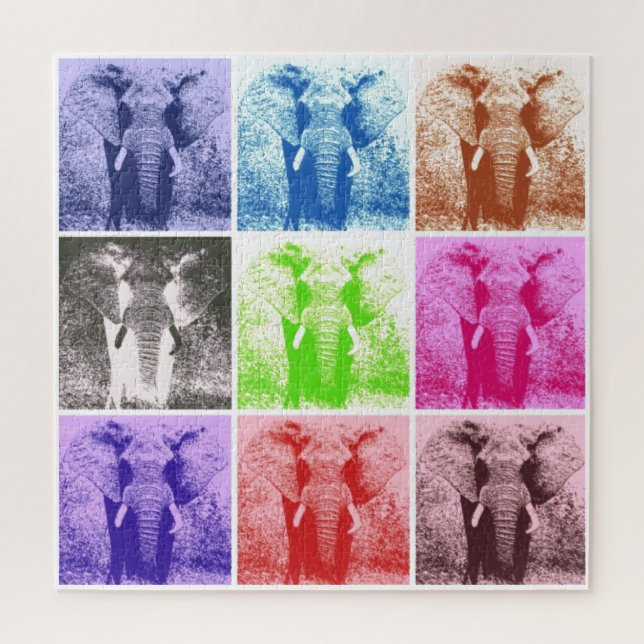 Pop Art Elephant Retro Illustration Puzzle (Vertikal)