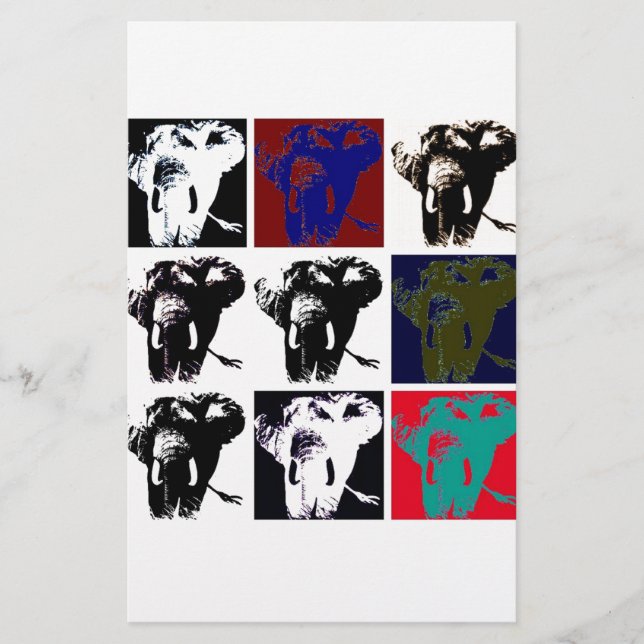 Pop Art Elephants Briefpapier (Vorderseite)