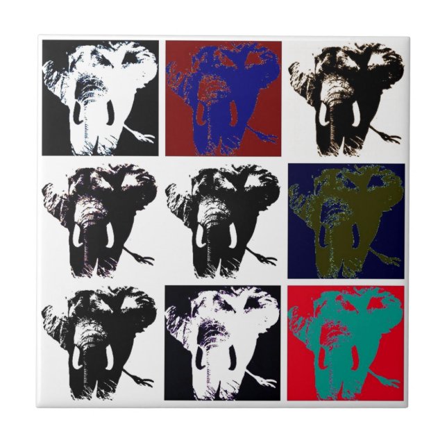 Pop Art Elephants Fliese (Vorderseite)