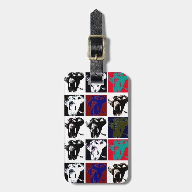 Pop Art Elephants Gepäckanhänger (Vorderseite vertikal)