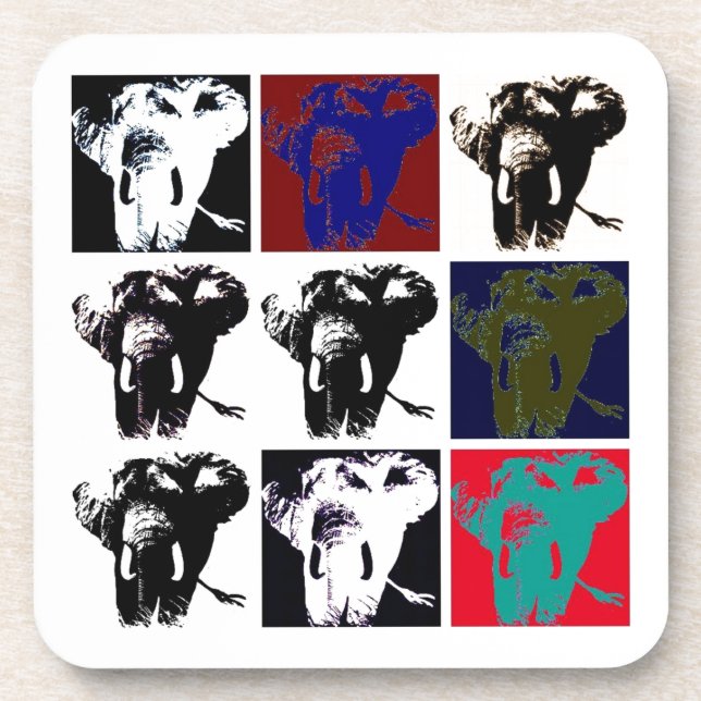 Pop Art Elephants Getränkeuntersetzer (Vorderseite)