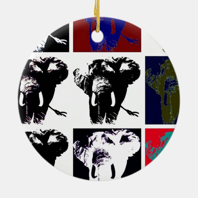 Pop Art Elephants Keramik Ornament (Hinten)