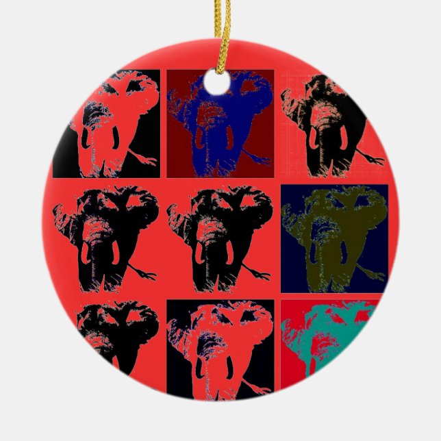 Pop Art Elephants Keramik Ornament (Vorne)