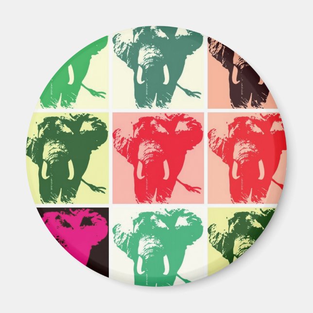 Pop Art Elephants Magnet (Vorne)