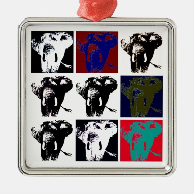 Pop Art Elephants Ornament Aus Metall (Vorne)
