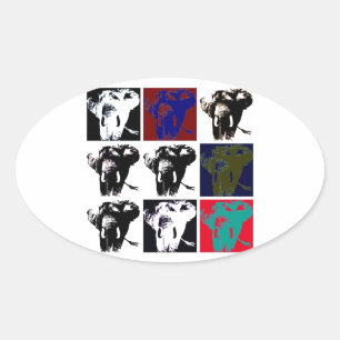 Pop Art Elephants Ovaler Aufkleber