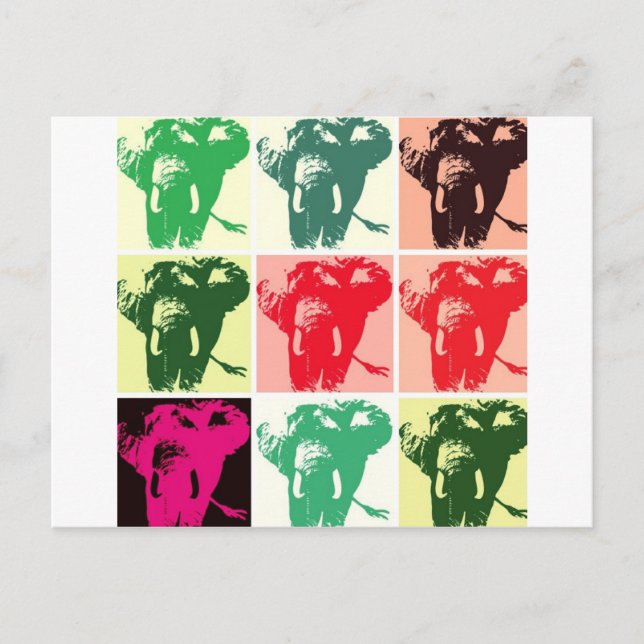 Pop Art Elephants Postkarte (Vorderseite)