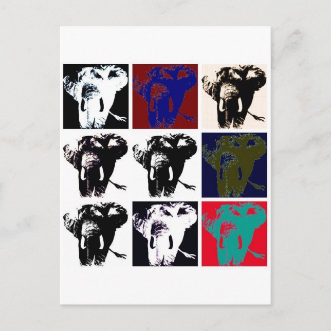 Pop Art Elephants Postkarte (Vorderseite)