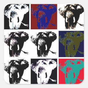 Pop Art Elephants Quadratischer Aufkleber