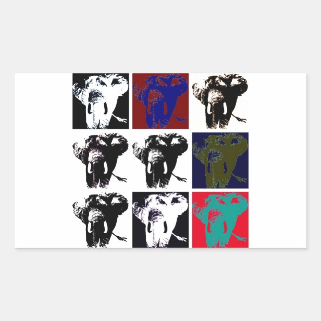 Pop Art Elephants Rechteckiger Aufkleber (Vorderseite)
