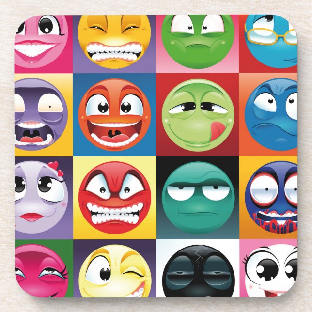 Pop Art Emojis Getränkeuntersetzer (Vorderseite)
