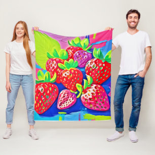 Pop-Art-Erdbeeren Fleecedecke