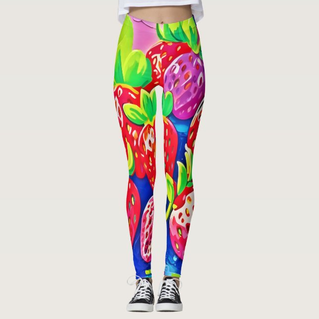 Pop Art Erdbeeren Leggings (Vorderseite)