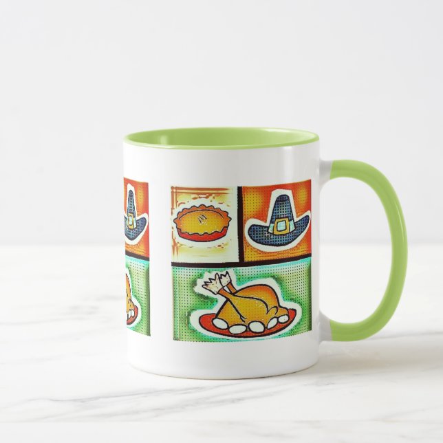 Pop Art Erntedank Abendessen Tasse (Rechts)