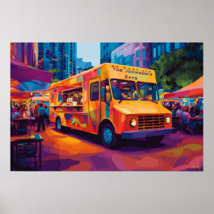 Pop-Art-Essenwagen-Straßenszene-Wandkunst Poster