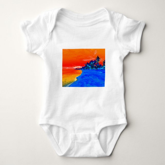 Pop Art Exotic Beach Palmen Baby Strampler (Vorderseite)