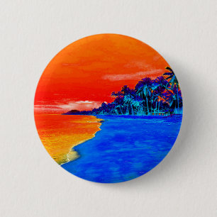 Pop Art Exotic Beach Palmen Button
