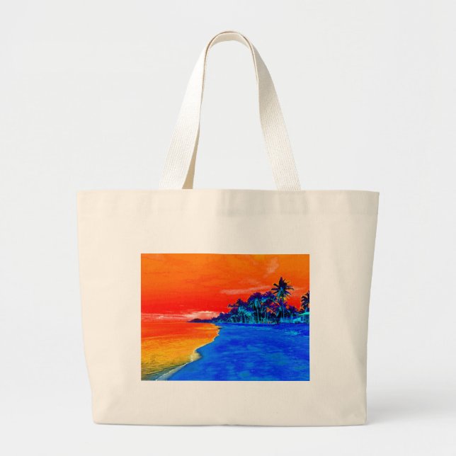 Pop Art Exotic Beach Palmen Jumbo Stoffbeutel (Vorne)