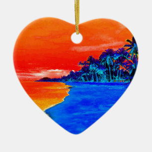 Pop Art Exotic Beach Palmen Keramik Ornament