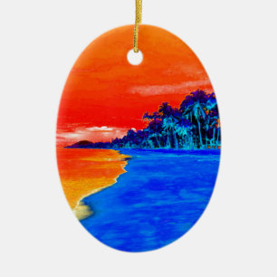 Pop Art Exotic Beach Palmen Keramik Ornament