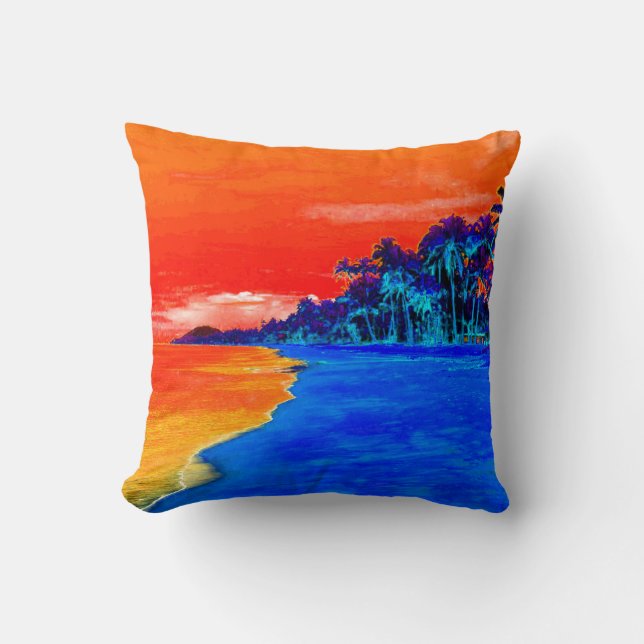 Pop Art Exotic Beach Palmen Kissen (Vorderseite)