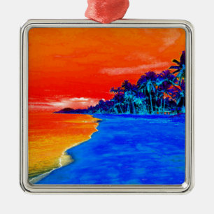 Pop Art Exotic Beach Palmen Ornament Aus Metall