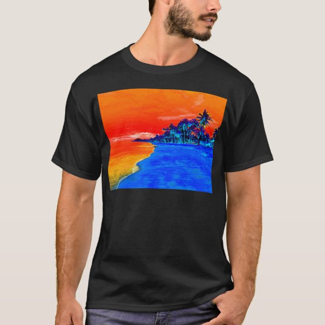Pop Art Exotic Beach Palmen T-Shirt (Vorderseite)