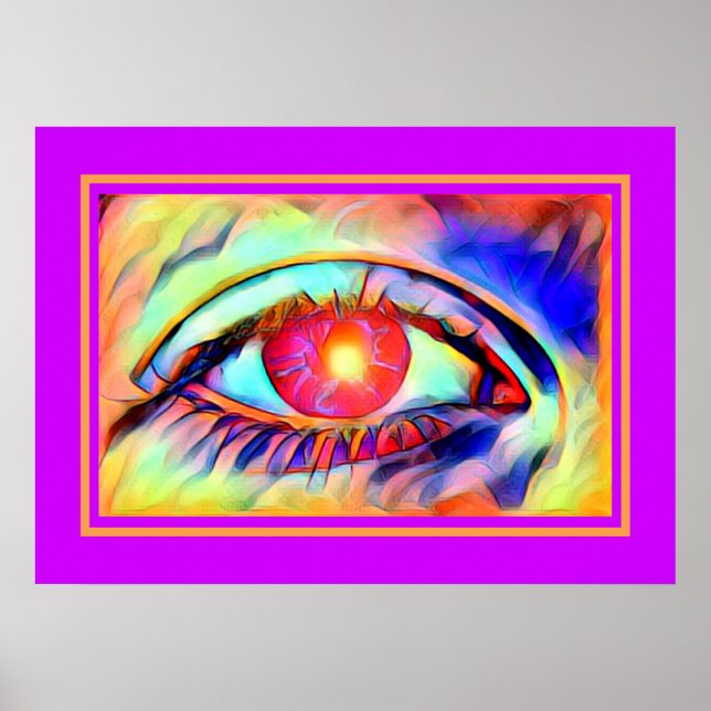 Pop Art Eyes wie ein flame Bold Psychedelic Poster (Vorne)