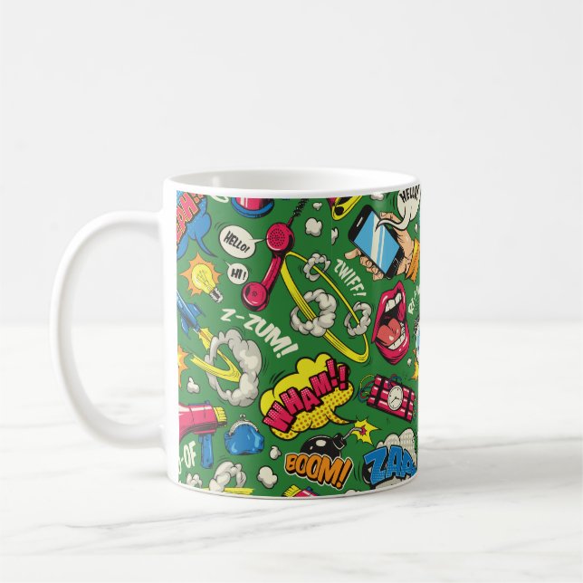 Pop Art farbenfrohe nahtlose Muster mit Comic Spee Kaffeetasse (Links)