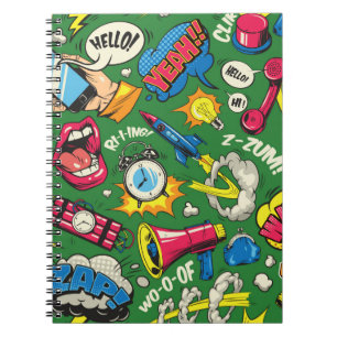 Pop Art farbenfrohe nahtlose Muster mit Comic Spee Notizblock