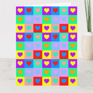 Pop-Art Farbherzmuster Karte