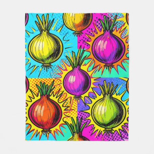 Pop-Art Farbige Zwiebeln Fleecedecke