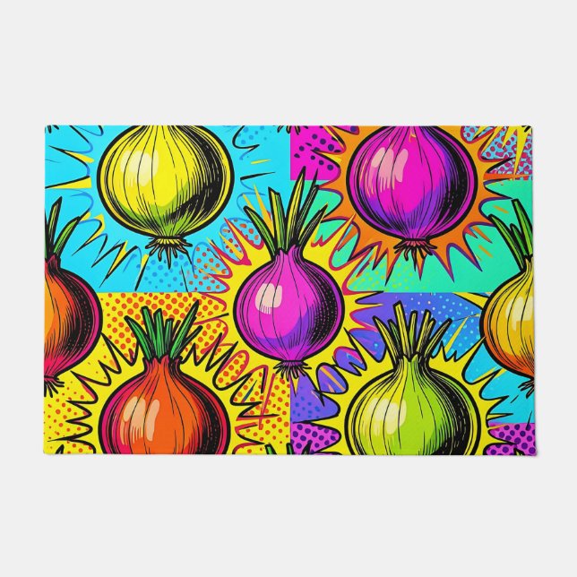 Pop-Art Farbige Zwiebeln Fußmatte (Vorderseite)